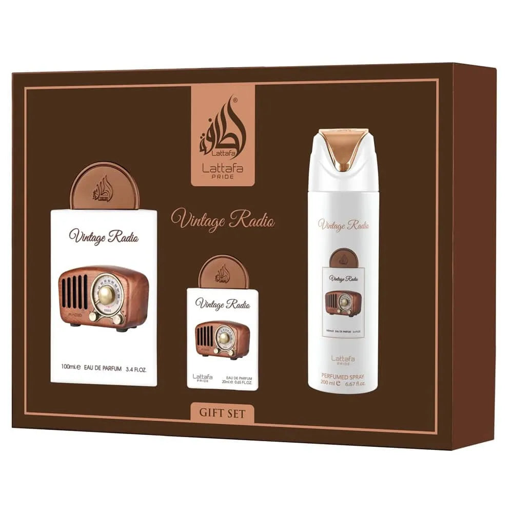 Coffret Vintage Radio 3 pièces - LATTAFA P 100ml + 200ml + 20ml