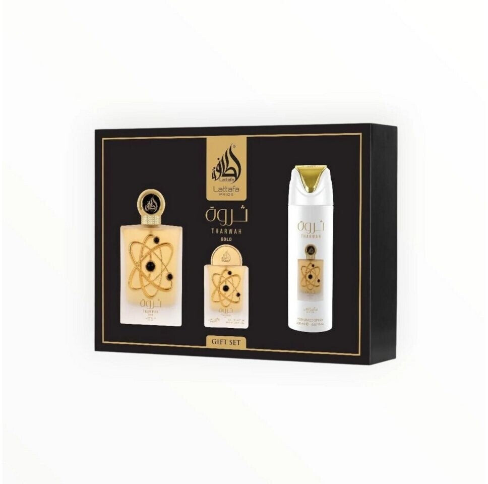 Coffret cadeau Tharwah Gold 3 pcs - LATTAFA P 100ml + 200ml + 20ml